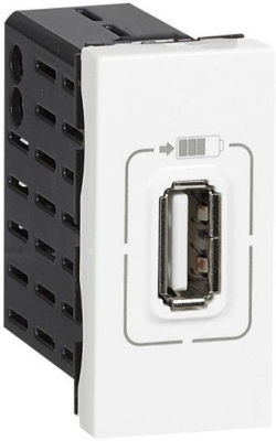 USB РОЗЕТКА 5V 750mA 1 МОД. MOSAIC LEGRAND - БЯЛ