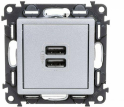 ДВОЙНА USB РОЗЕТКА VALENA LIFE LEGRAND - АЛУМИНИЙ