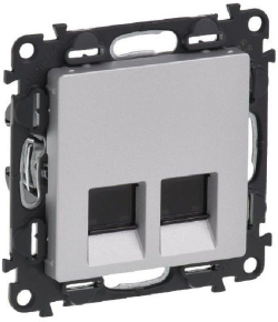 ДВОЙНА КОМПЮТЪРНА РОЗЕТКА RJ45 CAT.5E FTP VALENA LIFE LEGRAND - АЛУМИНИЙ