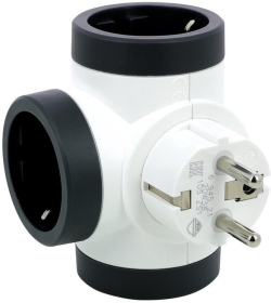 Контакт АДАПТЕР 3х ШУКО Т-ОБРАЗЕН ВЪРТЯЩ СЕ LEGRAND - БЯЛ СИВ