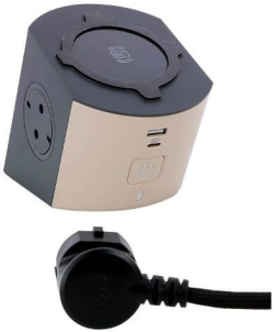 Контакт РАЗКЛОНИТЕЛ 2х ШУКО+БЕЗЖИЧНО ЗАРЕЖДАНЕ+USB A+C КАБЕЛ 2м - КАФЯВ/ЧЕРЕН