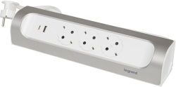 Контакт РАЗКЛОНИТЕЛЕН ЪГЪЛ 3х ШУКО+USB A+C КАБЕЛ 1м LEGRAND - БЯЛ/АЛУМИНИЙ