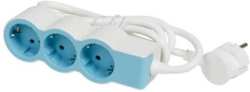 Контакт РАЗКЛОНИТЕЛ 3х ШУКО С КАБЕЛ 1,5м LEGRAND -  БЯЛ/СВЕТЛО СИН