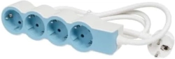 Контакт РАЗКЛОНИТЕЛ 4х ШУКО С КАБЕЛ 1,5м LEGRAND - БЯЛ/СВЕТЛО СИН