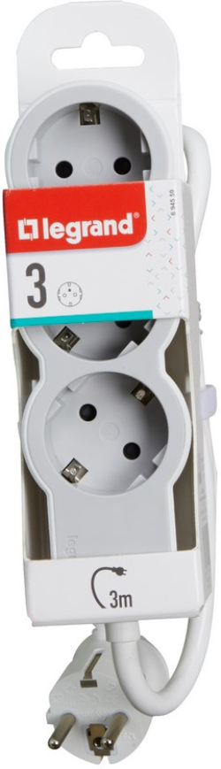 Контакт РАЗКЛОНИТЕЛ 3х ШУКО С КАБЕЛ 3м LEGRAND - БЯЛ/СИВ