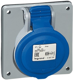 Контакт ЗА ТАБЛО IP44 2P+E, 32A 220/250V LEGRAND - СИВ/СИН