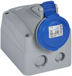 Контакт ЗА ОТКРИТ МОНТАЖ IP44 2P+E, 16A 220/250V LEGRAND - СИВ/СИН
