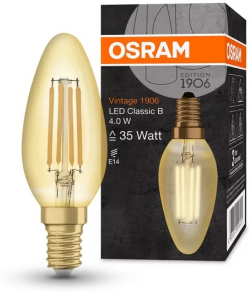 LED Крушка LED ЛАМПА VINTAGE 1906 LED CL B FIL GOLD 35 4W/825 E14 LEDVANCE