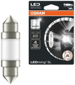 LED Крушка АВТОМОБИЛНА LED ЛАМПА 6418DWP-01B 0,6W 12V C5W 36mm 6000K SV8.5-8 OSRAM