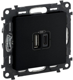 РОЗЕТКА 2хUSB А+С 5V 3A 15W LGR 756306 VALENA LIFE LEGRAND - ЧЕРЕН