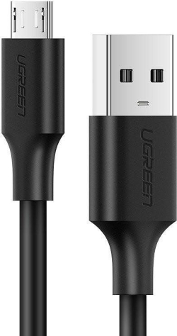 КАБЕЛ USB А/micro USB, 1М UGREEN - ЧЕРЕН