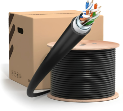  Кабел F/UTP 4x2x24AWG, Cat5E, CU, черен, двойна изолация, външно и подземно полагане