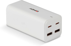 Кабел/адаптер LINDY LNY-73441 :: USB Type A & C GaN зарядно, 4 порта, 100W