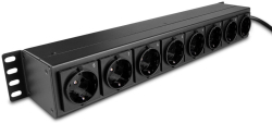 Контакт за шкаф LINDY LNY-73025 :: Rack-Mount, 1.5U разклонител, 8-портов, хоризонтален, с On-Off ключове, 3500W