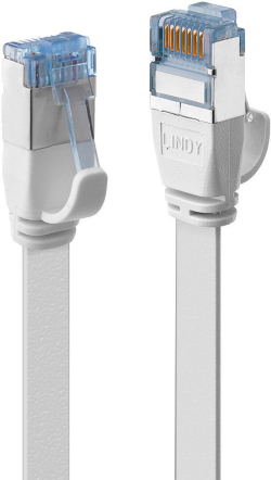 LINDY LNY-47542 :: FTP мрежов кабел, плосък, Cat. 6A, бял, 2.0 м