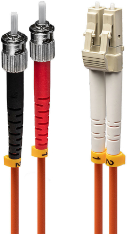 Оптична пач корда LINDY LNY-46490 :: Оптичен мрежов кабел, LC-ST, OM2, 1.0 м