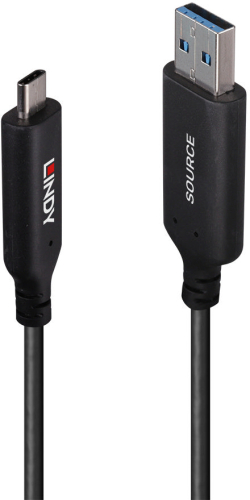 LINDY LNY-43397 :: USB 3.2 5Gbps Type A към C хибриден кабел, М-М, черен, 50.0 м