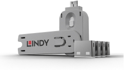  Система за заключване на USB портове LINDY LNY-40454 , 1 ключ, 4 порт блокера, бели