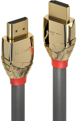 LINDY LNY-37864 :: High Speed HDMI кабел, M-M, Gold Line, сив, 5.0 м