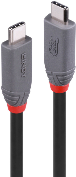 LINDY LNY-36957 :: Кабел USB4, 240W PD, Type C, M-M, 40Gbps, Anthra Line, черен, 1.5 м