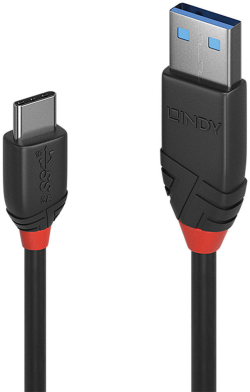 Кабел/адаптер LINDY LNY-36914 :: Kабел USB 3.1 Type A към Type C, M-M, черен Line, черен, 0.15 м