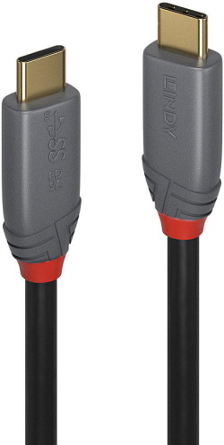 LINDY LNY-36902 :: Кабел USB 3.2, Type C към C, M-M, 20Gbps, 5A, PD, Anthra Line, черен, 1.5 м