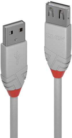 LINDY LNY-36710 :: Удължителен кабел, USB 2.0, Type A, M-F, Anthra Line, сив, 0.2 м