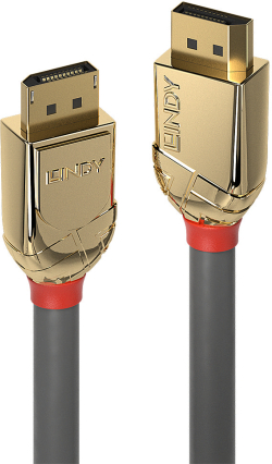 LINDY LNY-36290 :: DisplayPort 1.4 кабел, M-M, Gold Line, сив, 0.5 м