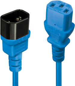 LINDY LNY-30470 :: Захранващ кабел, C14 към C13, удължителен, син, 0.5 м