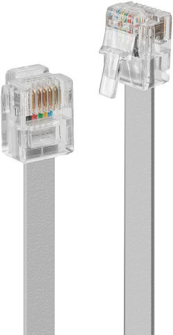 LINDY LNY-34223 :: Кабел RJ-12, 6P6C, сив, 2.0 м