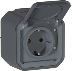 Контакт Шуко 2P+E 16А за зареждане двуколесни превозни средства ОМ моноблок IP55 Антрацит - Legrand Plexo New 069784L