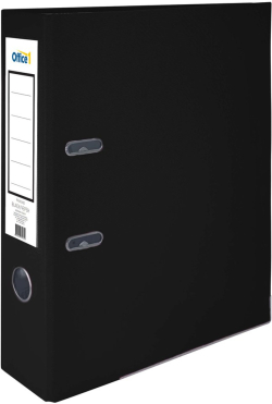 Office 1 Класьор, 8 cm, PP, с метален кант, несглобен, черен, 50 броя