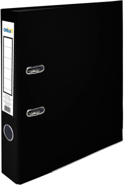 Office 1 Класьор, 5 cm, PP, с метален кант, несглобен, черен, 50 броя