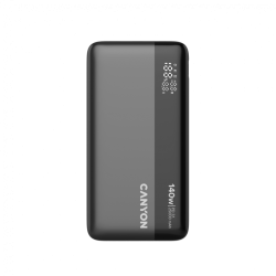 Външна батерия CANYON Power Bank PB-240, 25000mAh PD140W display power bank, Size160.0x82x27 mm Weight 508+-10g, Dark Grey