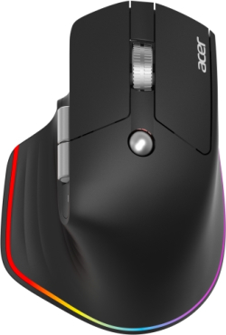 Мишка Acer Easy Fit Wireless Mouse,RF 2.4 GHz dongle, Bluetooth 5.0, Wired, 6 buttons, DPI 4000, 122 g, Black with RGB strip