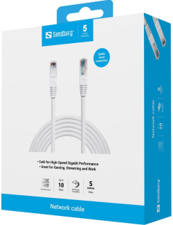  МРЕЖОВ КАБЕЛ SANDBERG UTP Cat6 - 5m - White - PN 506-96