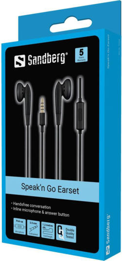  СЛУШАЛКИ С МИНИЖАК SANDBERG Speak’n Go - Black - PN 125-66