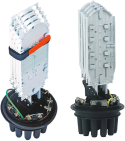 Оптична муфа за максимум 144 влакна с 1 овален и 8 кръгли порта, Conneu