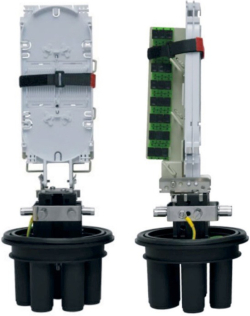 Оптична муфа за максимум 72 влакна и 24 SC симплексни адаптера, Conneu