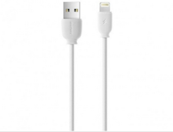  Кабел USB Type A - Lightning 1m, 2A, силикон, Бял