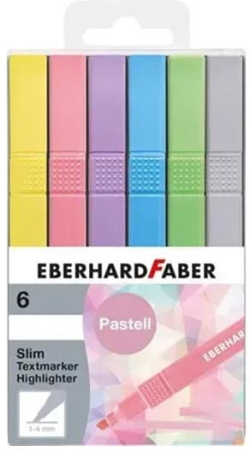 Eberhard Faber Маркери Slim, скосен връх, в пастелни цветове, 6 броя