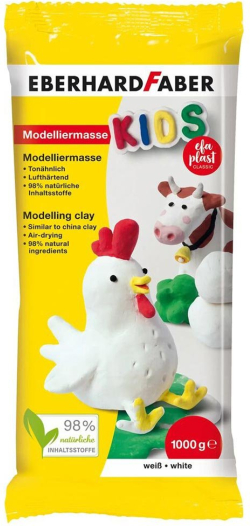  Eberhard Faber Глина за моделиране Plast Kids, 1 kg, бяла