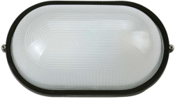  Аплик max. 1x60W E27 IP44, AL+glass, овал, цвят черен, р-ри 213x107x95mm - VL LED VK/01005/B