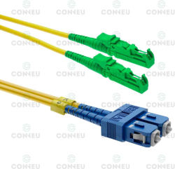 Оптична пач корда E2000-APC-SC-UPC, дуплекс, сингъл мод OS2, 3 мм оптичен пач кабел &mdash; 3 метра