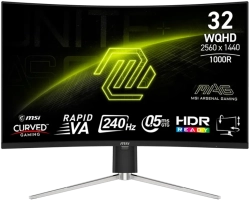Монитор MSI MAG 325CQRXF E2, 31.5" 240Hz, WQHD (2560x1440) 16:9, Rapid VA, 0.5ms, 300nits, 1x DP, 2x HDMI, 1x Type-C