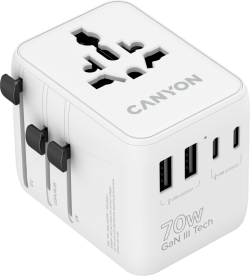 Кабел/адаптер CANYON Travel Adapter OnTour 70 EU-UK-US-AUS 70W White