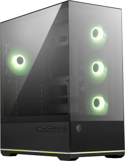  MSI MAG PANO 110R PZ, Mid-Tower, ATX-M-ATX-ITX, 2x USB 3.2, 1x USB Type-C 20Gbs, 1x Audio-Mic, LED Button, ARGB Hub, 4x 120mm ARGB Fans, ARGB Fan Hub, Mesh Panel, Tempered Glass, Black