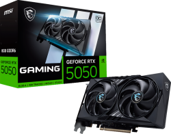 Видеокарта MSI Video Card NVIDIA GeForce RTX 5050 8G GAMING OC, 8GB GDDR6, 128-bit, 2647 MHz Boost, 2560 CUDA Cores, PCIe 5.0 (x8)