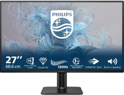 Монитор Philips Series 2000, 27" 2560x1440, IPS, 120 Hz, 300 cd/m2, Матов, HDMI, DisplayPort, VESA 100x100, Черен