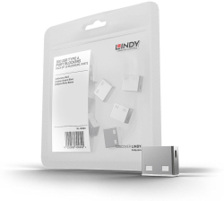 Система за заключване на USB портове Lindy, 10 порт блокера, бели